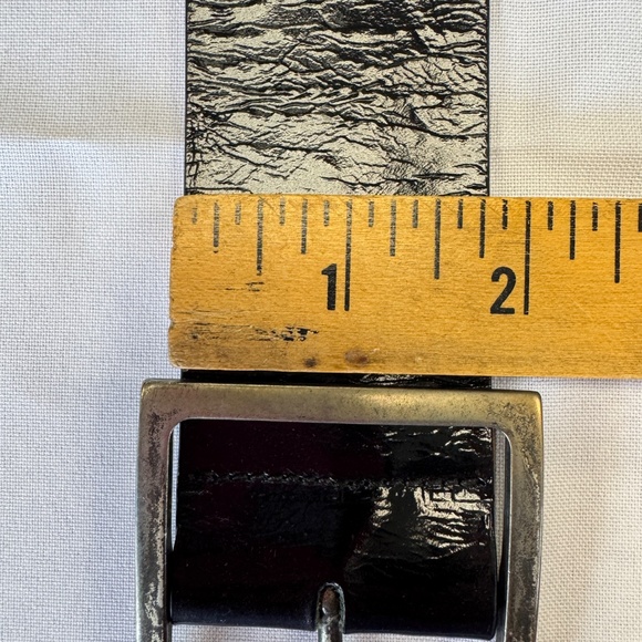 Harold's Leather Patent Wide Black Belt Silver Hardware Women's Size M Vintage - Picture 7 of 7
